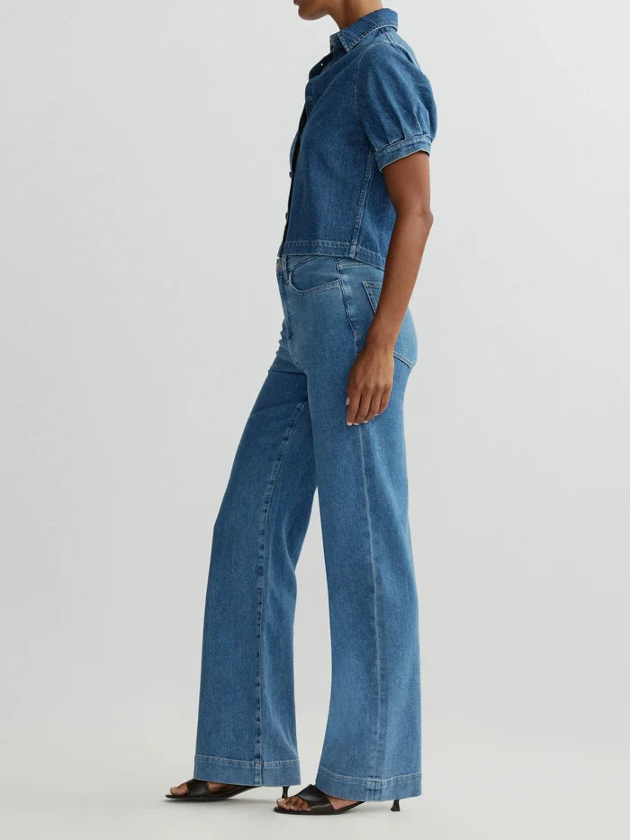 DL1961 Montauk Shirt: Puff Sleeve - Terra Blues