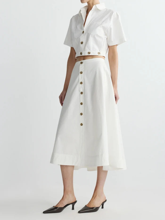 DL1961 Peonie Skirt - White Poplin