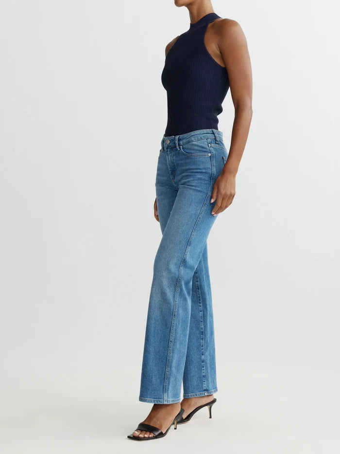 DL1961 Pippa Refined Wide Leg: Mid Rise Ankle - Rain