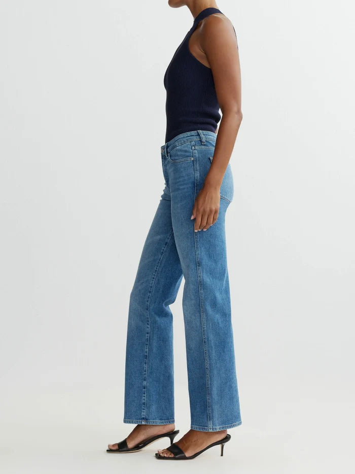 DL1961 Pippa Refined Wide Leg: Mid Rise Ankle - Rain
