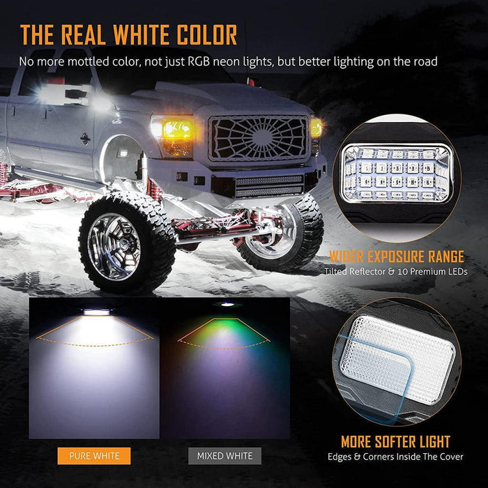 Dome Light UTV Interior Light Universal Roll Bar Cage Mount + RGBW LED Rock Light with Bluetooth Control for Polaris, Can-Am, UTV, ATV, Off-road Vehicle