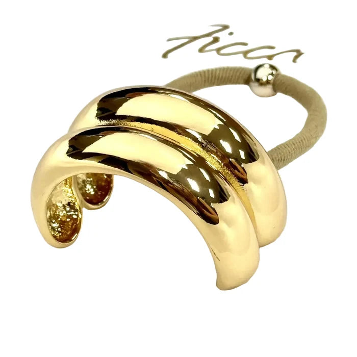 Double Bar Ponytail Holder - Gold