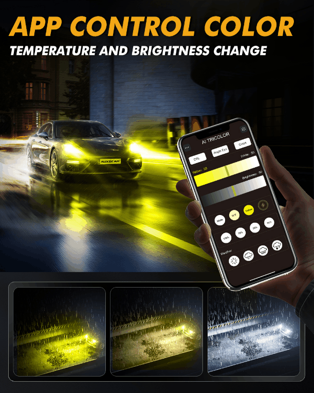 🆕Dual Color Switchback with App Control Via Bluetooth GX Smart Tune Series 25000LM 120W LED Headlight Bulbs 6500K Cool White