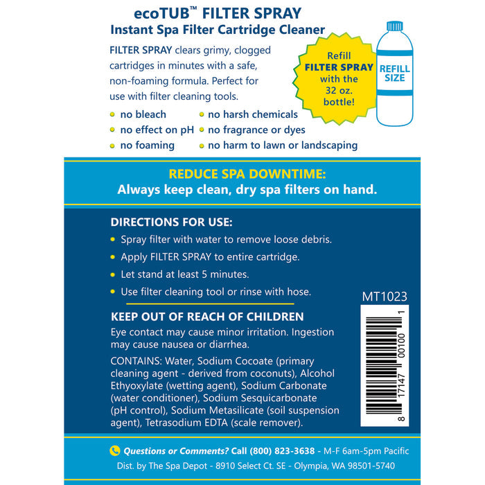 eco-TUB Instant Filter Spray Cleaner 16 oz.