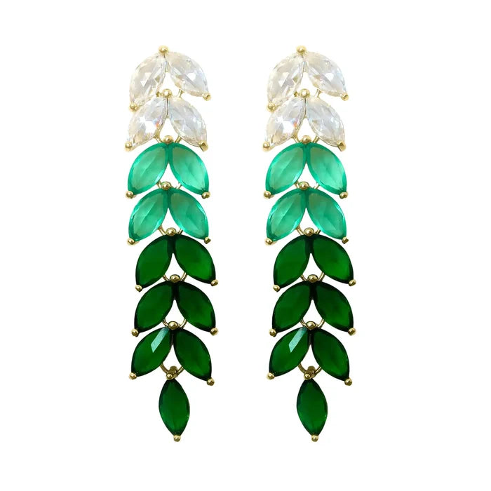 Emerald Green Ombre  Statement Earrings