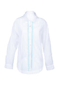 Everyday Boyfriend Shirt - White with Green/Blue Embroidery