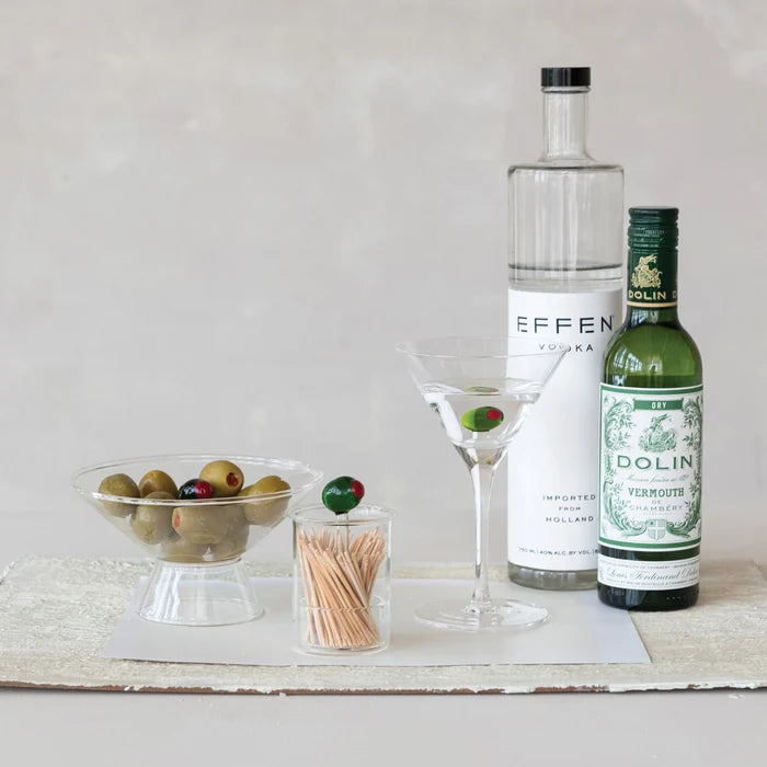 Footed Glass Bowl with Hand-Blown Olive