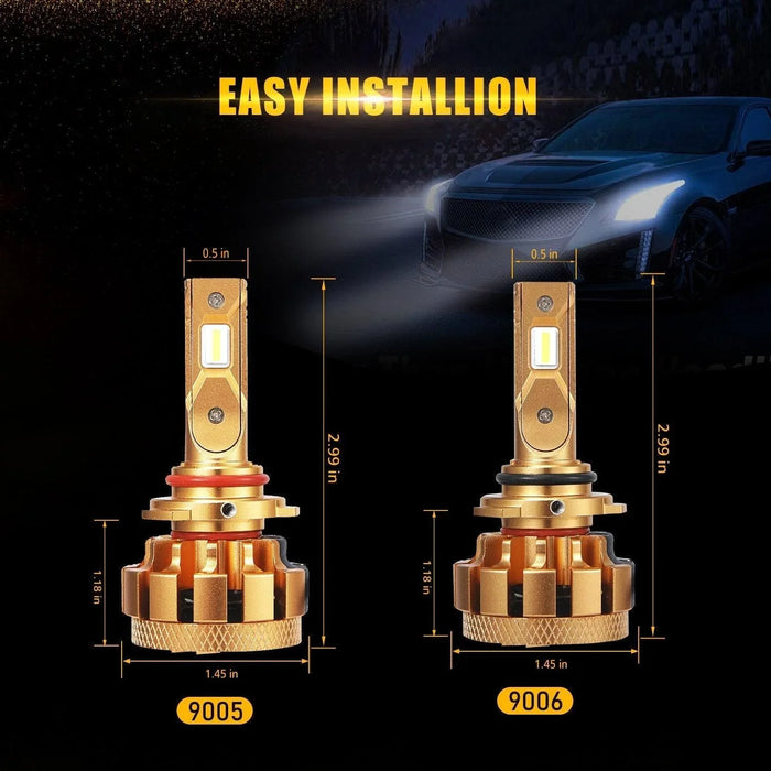 For 2002 GMC Sierra 1500 (Base HT SL SLE SLT WT) F-16 Plus Series Built-in Canbus Automotive Grade 14000LM LED Light Bulbs High Low Beam Bundle
