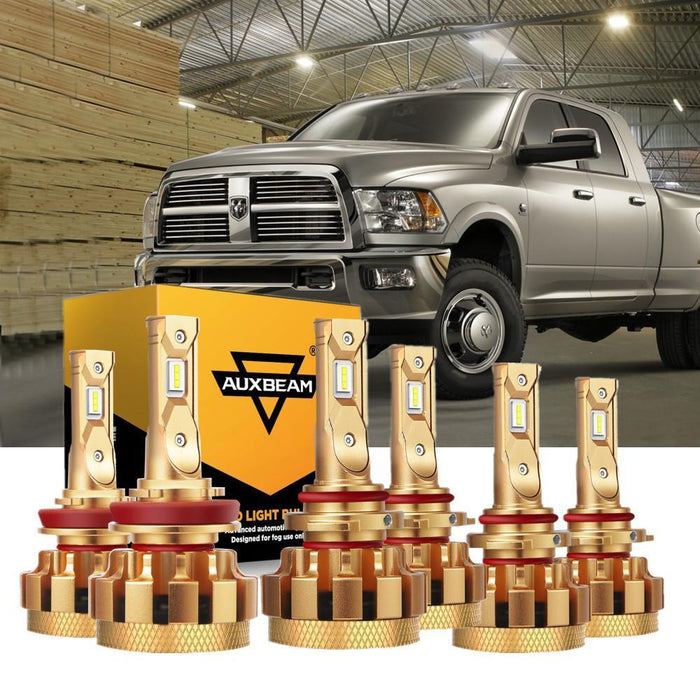 For 2009-2010 Dodge Ram 1500(with 4 headlamps) F-16 Plus Series Built-in Canbus Automotive Grade 14000LM LED Light Bulbs High Low Beam Bundle