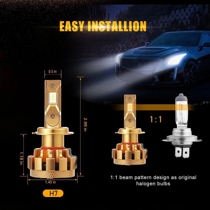 For 2009-2016 Mercedes-Benz SLK300 with Halogen Headlamps F-16 Plus Series Built-in Canbus LED Light Bulbs High Low Beam Bundle