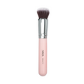 The Foundation Buffing Brush by Nikol Beauty, featuring a stylish pink handle and silver ferrule, offers dense, soft bristles for flawless foundation application. Displayed on a white background, it combines both functionality and elegance.