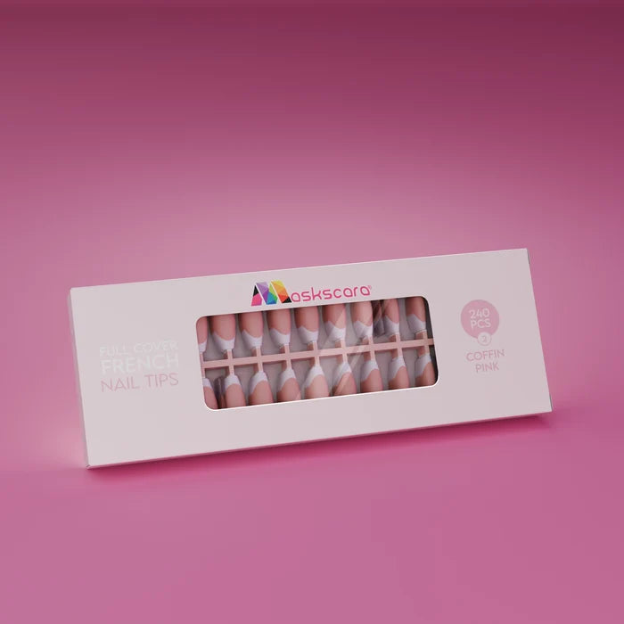 Full Cover French - Coffin Pink Tips (2)