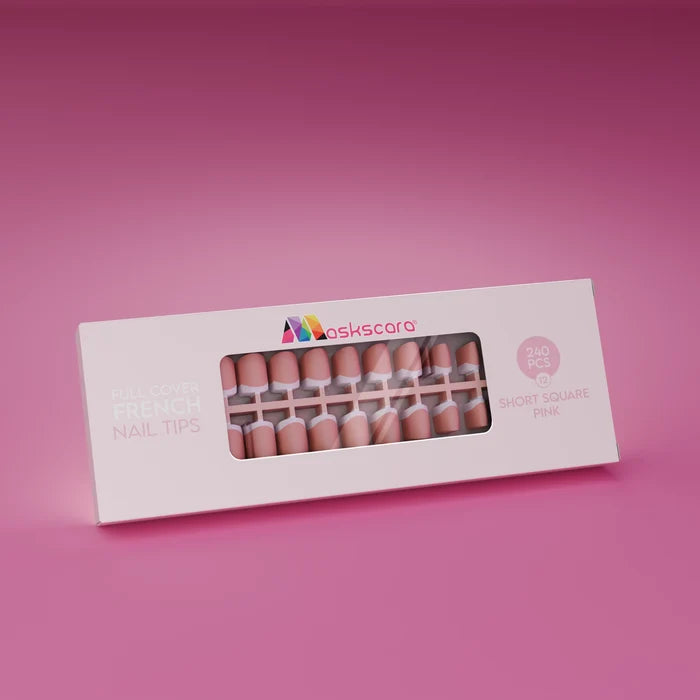 Full Cover French - Short Square Pink Tips (12)