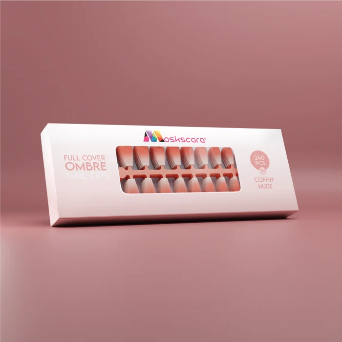 Full Cover Ombre Nail Tips - Coffin Nude 1N