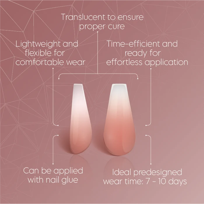 Full Cover Ombre Nail Tips - Coffin Nude 1N