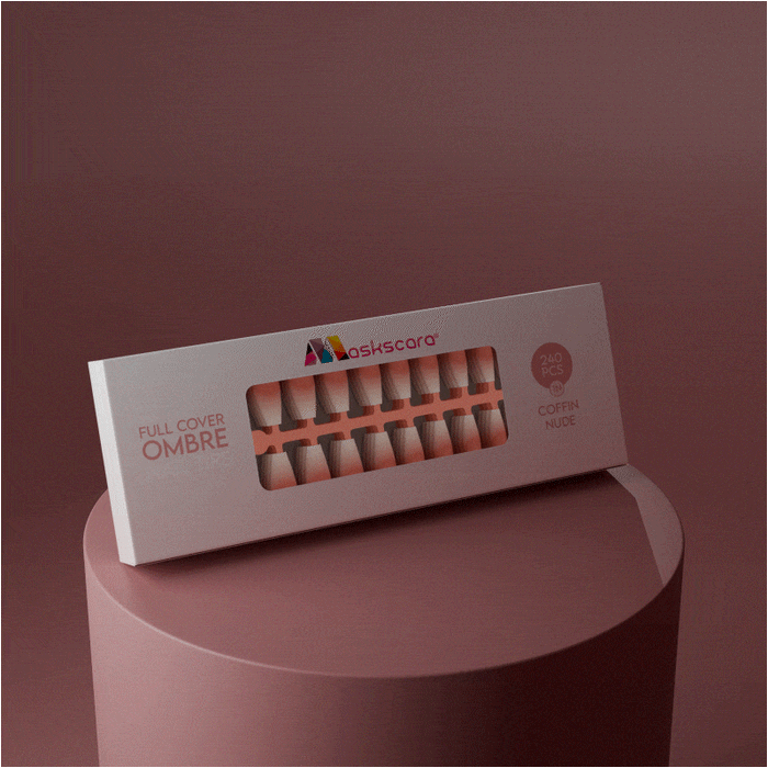 Full Cover Ombre Nail Tips - Coffin Nude 1N