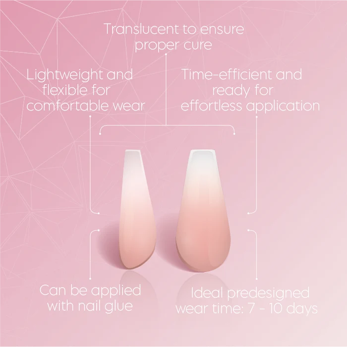 Full Cover Ombre Nail Tips - Coffin Pink 1P