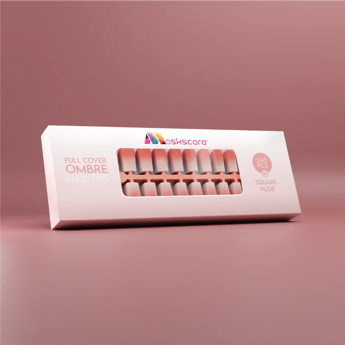 Full Cover Ombre Nail Tips - Square Nude 2N