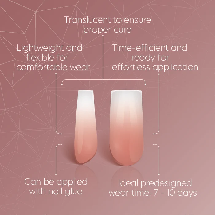 Full Cover Ombre Nail Tips - Square Nude 2N