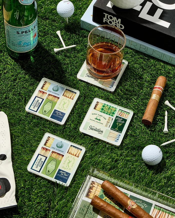 Golf Matchbook Coasters - Boxed Set of 4