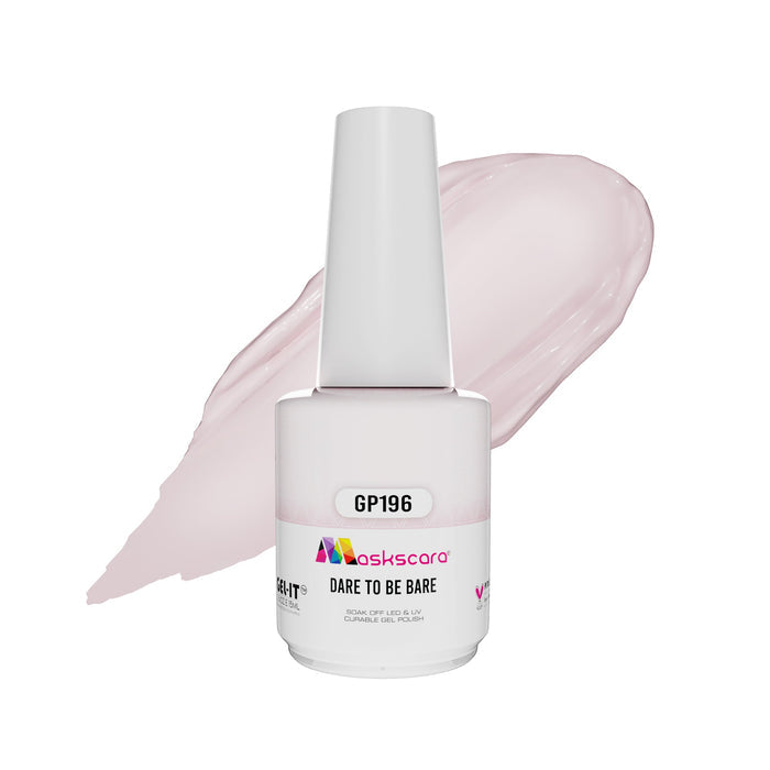 <img scr = “ GP196 Dare To Be Bare.jpeg” alt = “Milky Nude gel polish colour by the brand Maskscara”>