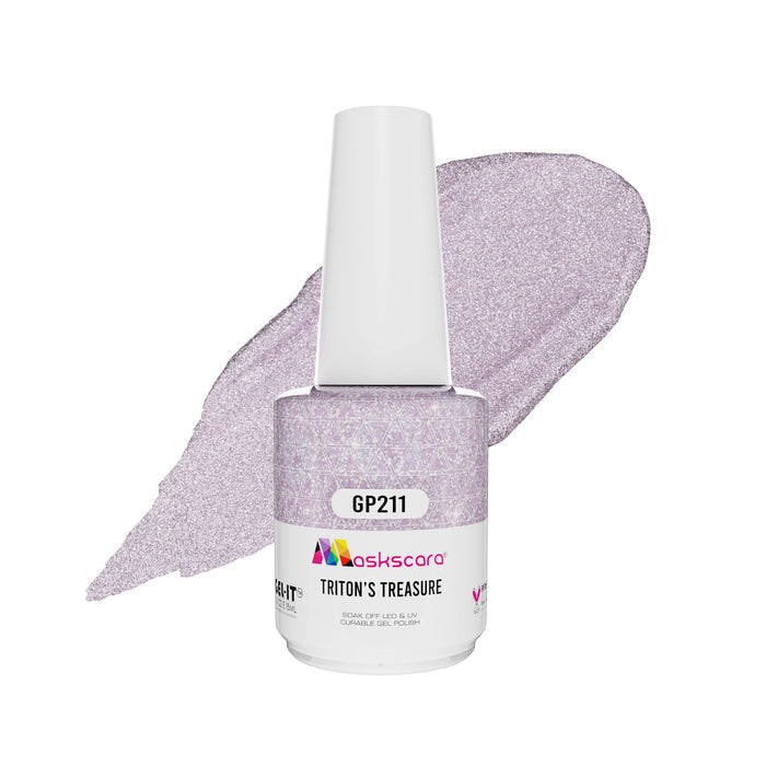 <img scr = “ GP211 Triton's Treasure.jpeg” alt = “Mermaid Tail Shimmer gel polish colour by the brand Maskscara”>