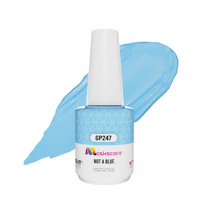 <img scr = “ GP247 Not A Blue.jpeg” alt = “Periwinkle Blue gel polish colour by the brand Maskscara”>