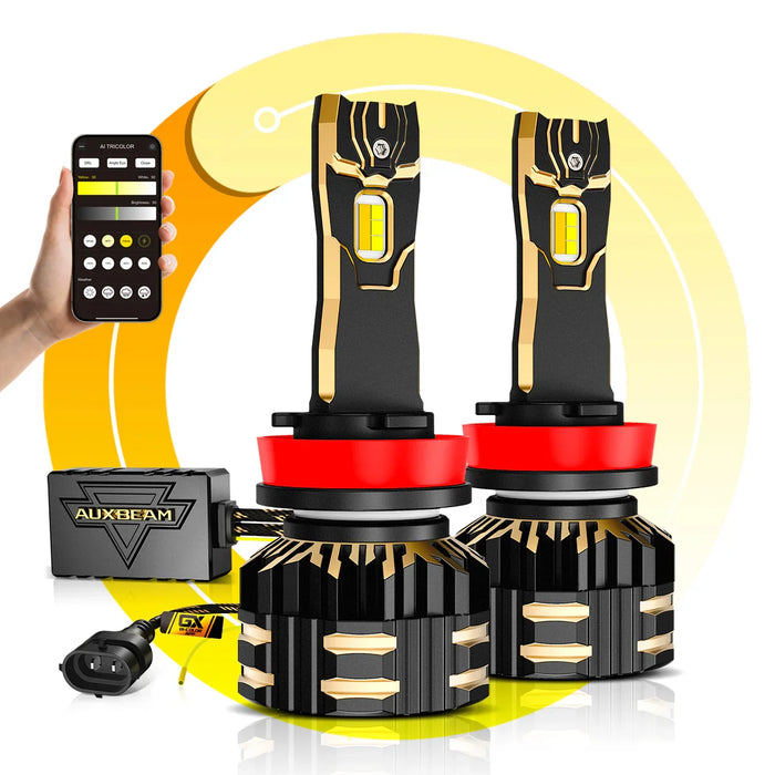 🆕GX Bi-Color Smart Series 25000LM 110W LED Headlight Bulbs, with App Control Via Bluetooth & Dual Color Switchback