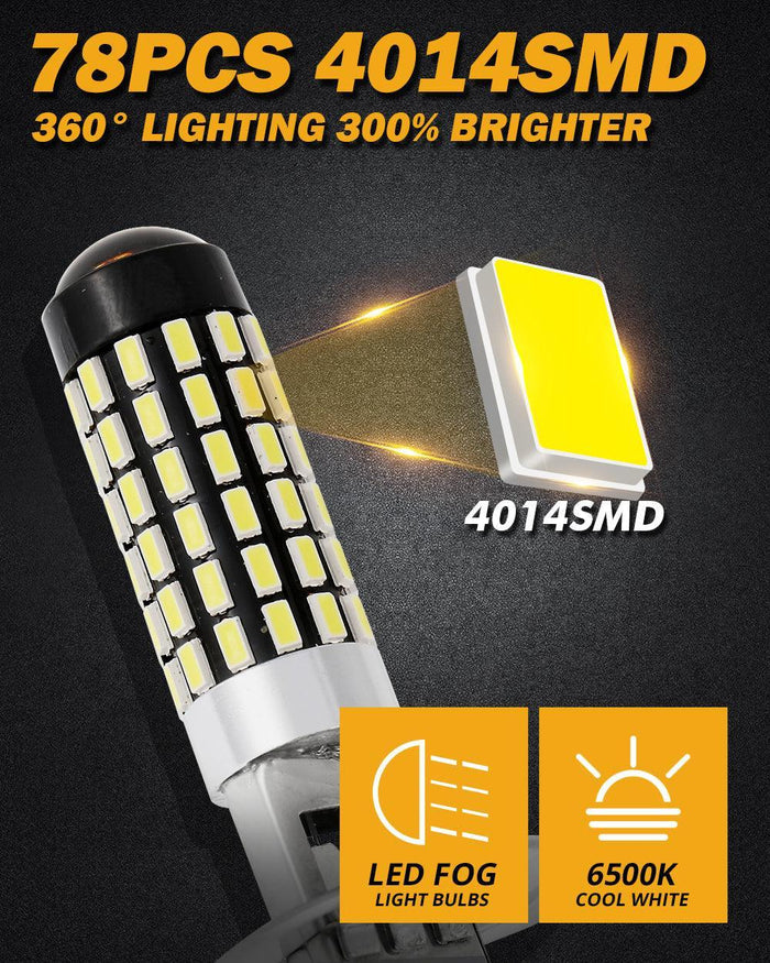 H1 LED Fog Light/DRL Bulbs 6W 2000ML 6500K White | 2 Bulbs