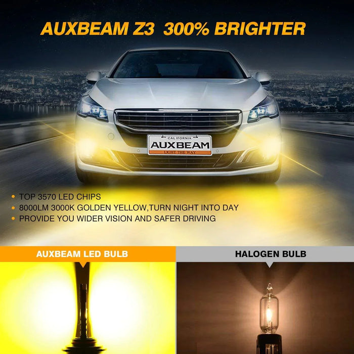 H10 9145 9140 HB3 LED Fog Light/DRL Bulbs 44W 8000LM 3000K Golden Yellow Z3 Series | 2 Bulbs