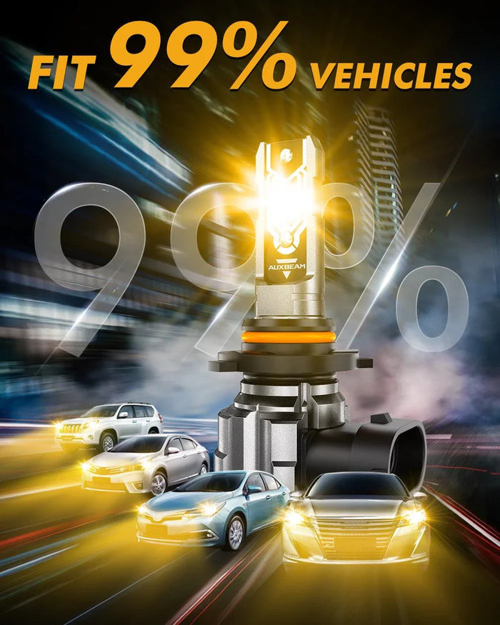 🆕H10 9145 9140 HB3 LED Fog Light/DRL Bulbs 50W 10000LM 2500K Amber Yellow Q5 Series | 2 Bulbs