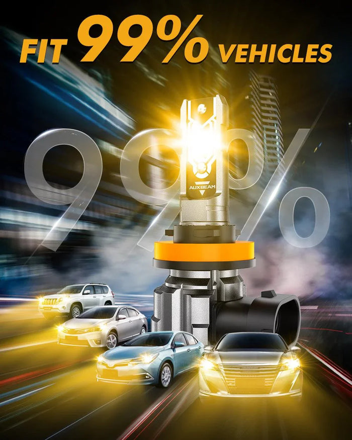 🆕H11 H9 H8 H16JP LED FOG Light/DRL Bulbs 50W 10000LM 2500K Amber Yellow Q5 Series | 2 Bulbs