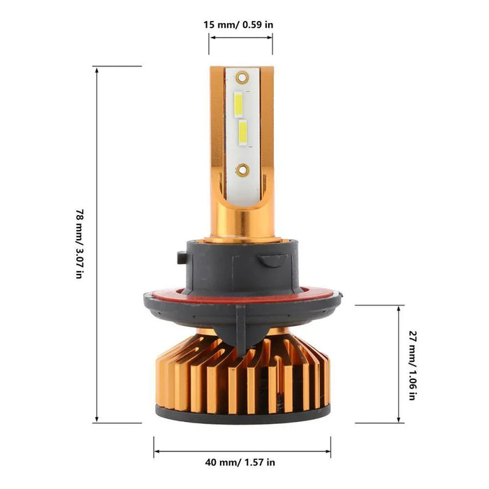H13 LED Headlight Bulbs 52W 10000LM F2 Series Mini Size 6500K Cool White |  2 Bulbs