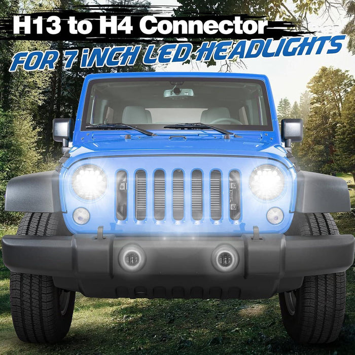 H13 Male to H4 Female Adapter Wiring Harness Connector Headlight Conversion for Headlight/Fog Light 2pcs/Set