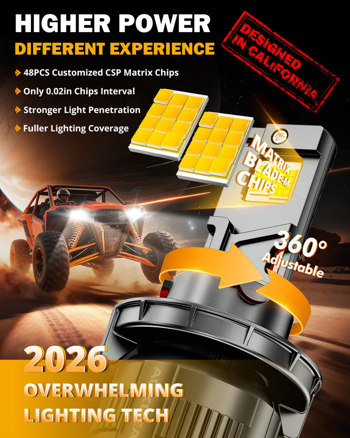 🆕H13/9008 LED Headlight Bulbs 130W 32000LM F35 Series Dual Compatibility 12V/24V 6500K Cool White | 2 Bulbs