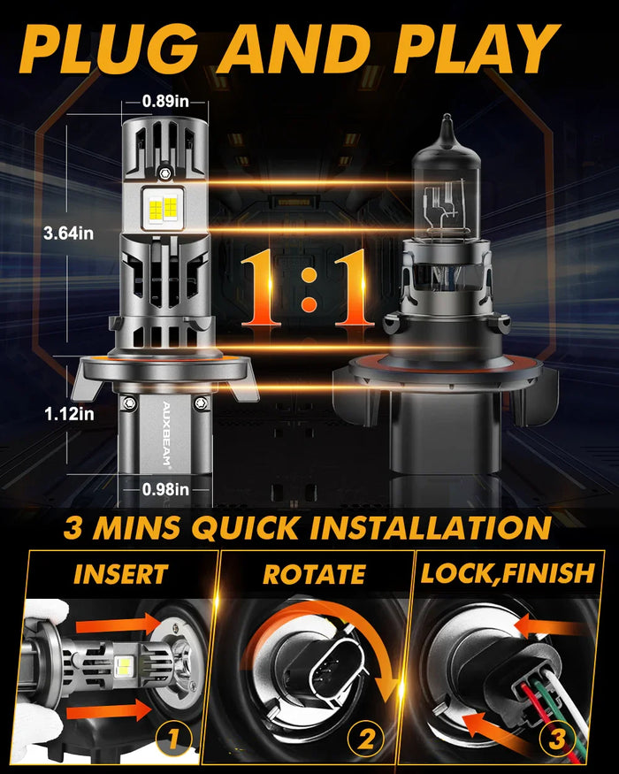🆕H13/9008 LED Headlight Bulbs Q50 Series Dual Turbo Fans 130W 36000LM 6500K Cool White| 2 Bulbs