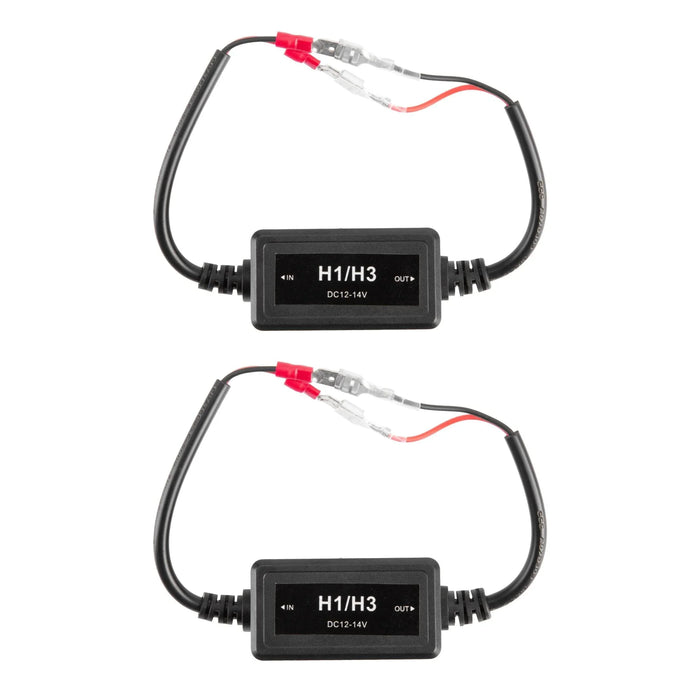 H1/H3 C10-Model Enhanced LED Headlight Bulbs Canbus Decoder Anti-flicker Hyper Flash No Warning Harness Resistor Conversion Kit 2pcs/set