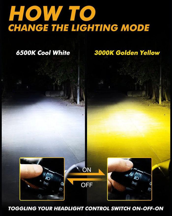 H4 LED Headlight Bulbs 110W 25000LM GX Bi-Color Series High Power & Brightness Dual Color Switchback | 2 Bulbs