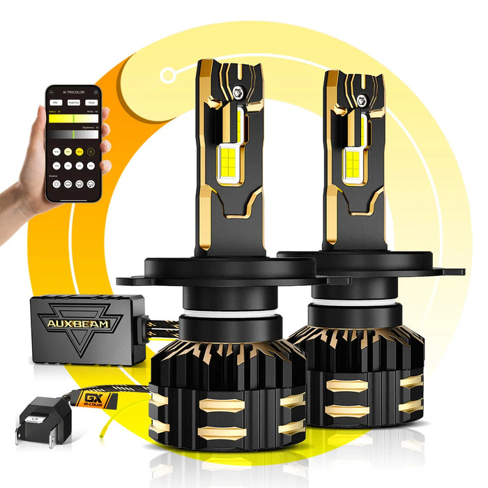 H4 LED Headlight Bulbs 110W 25000LM GX Bi-Color Smart Series, with App Control Via Bluetooth & Dual Color Switchback | 2 Bulbs