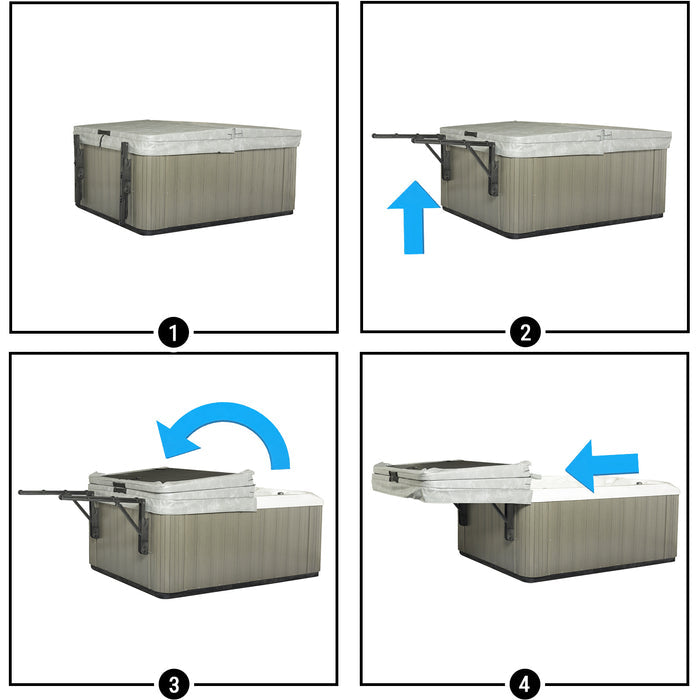 Slider - Spa Cover Roller in the closed and open position.