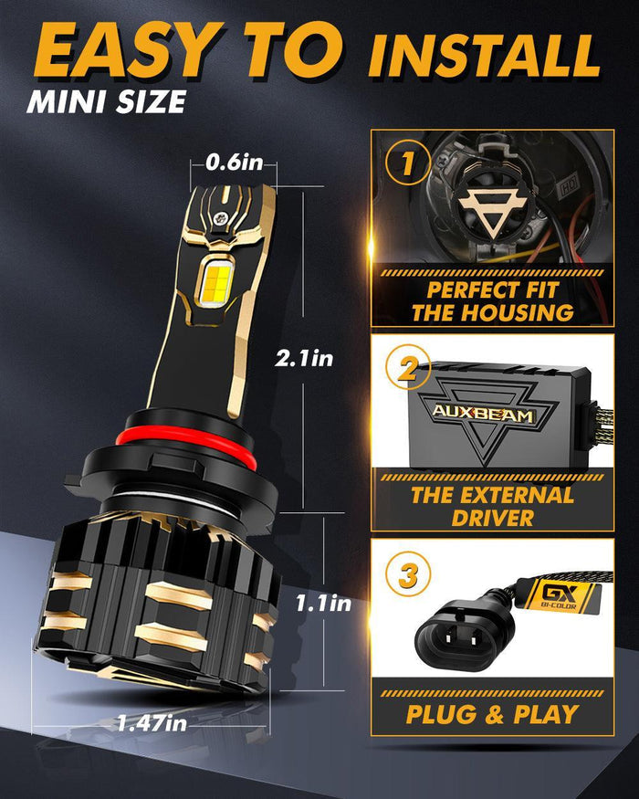 High Power & Brightness GX Bi-Color Series 25000LM 110W LED Headlight Bulbs Dual Color Switchback