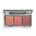 Explore the In Full Bloom Blush Palette from Nikol Beauty, featuring peach, pink, and mauve blushes in a silver compact with a reflective lid. Made with natural ingredients for a luminous finish and stunning glow every time.