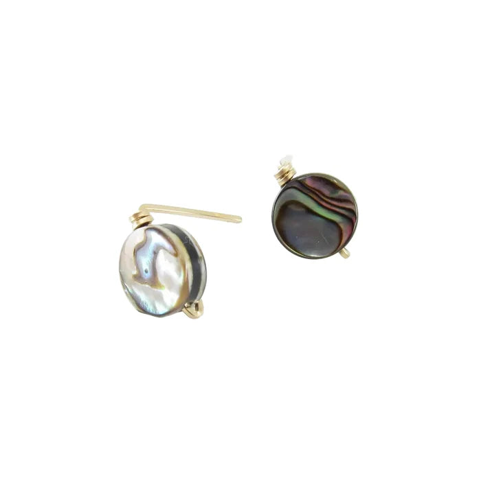 J. Mills Abalone Coin Stud Earrings