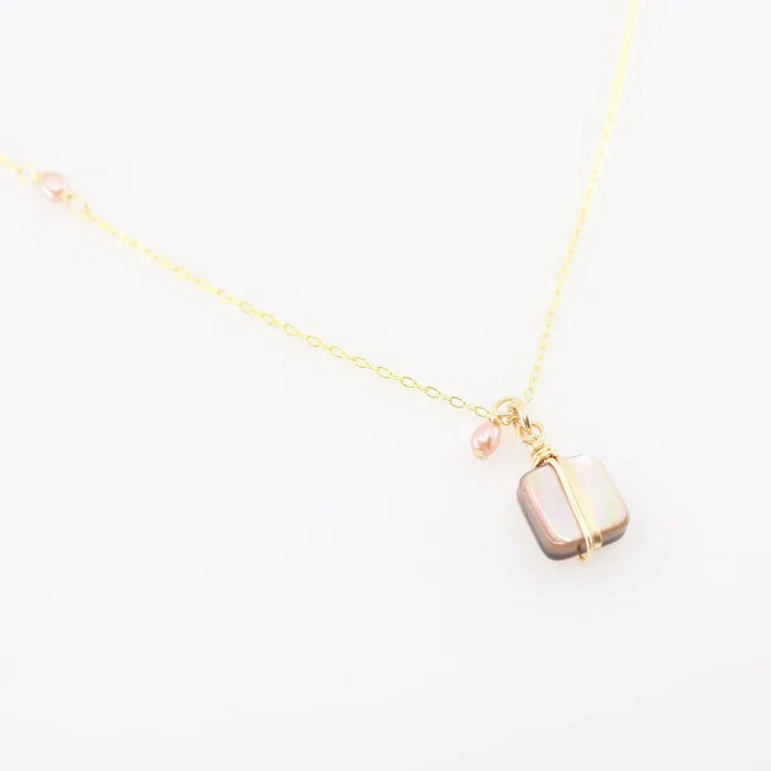 J. Mills Mocha Abalone Square Necklace