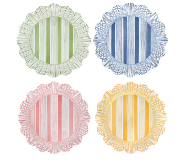 Juliska Cabana Stripe Melamine Dinner Plate Assorted Set/4 - Multi