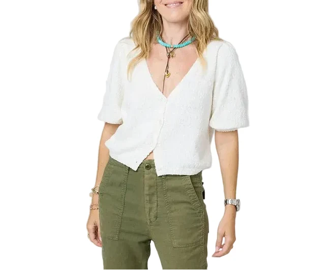 Kerri Rosenthal Short Puff Sleeve Sweater - Cream