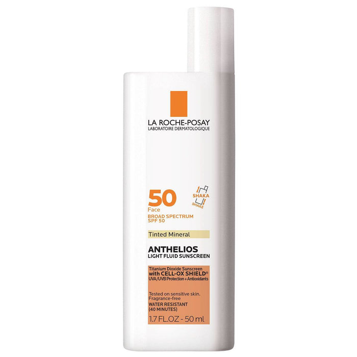 La Roche Posay Anthelios Tinted Ultra-Light Fluid Mineral Face Sunscreen with Titanium Dioxide - SPF 50 - Travel Size - 1.7 fl oz