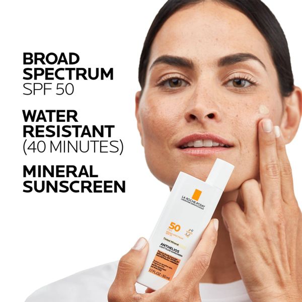La Roche Posay Anthelios Tinted Ultra-Light Fluid Mineral Face Sunscreen with Titanium Dioxide - SPF 50 - Travel Size - 1.7 fl oz