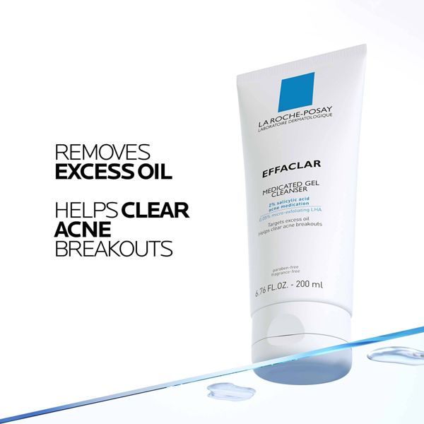 La Roche Posay Effaclar Acne Face Cleanser Medicated Gel Face Cleanser with Salicylic Acid for Acne Prone Skin - 6.76 fl oz