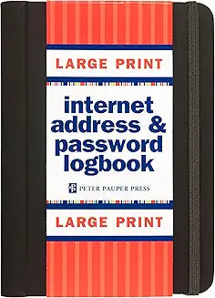 Large Print Internet Log Book - Black